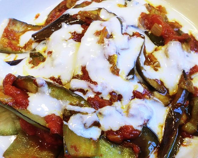 Borani variant made with eggplant and herbs