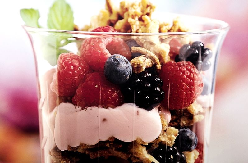 Fresh berries are a must in breakfast trifle - ensure you include a wide variety.